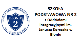 Logo Szkoły Podstawowej nr 2 z Oddziałami Integracyjnymi im. Janusza Korczaka w Błoniu